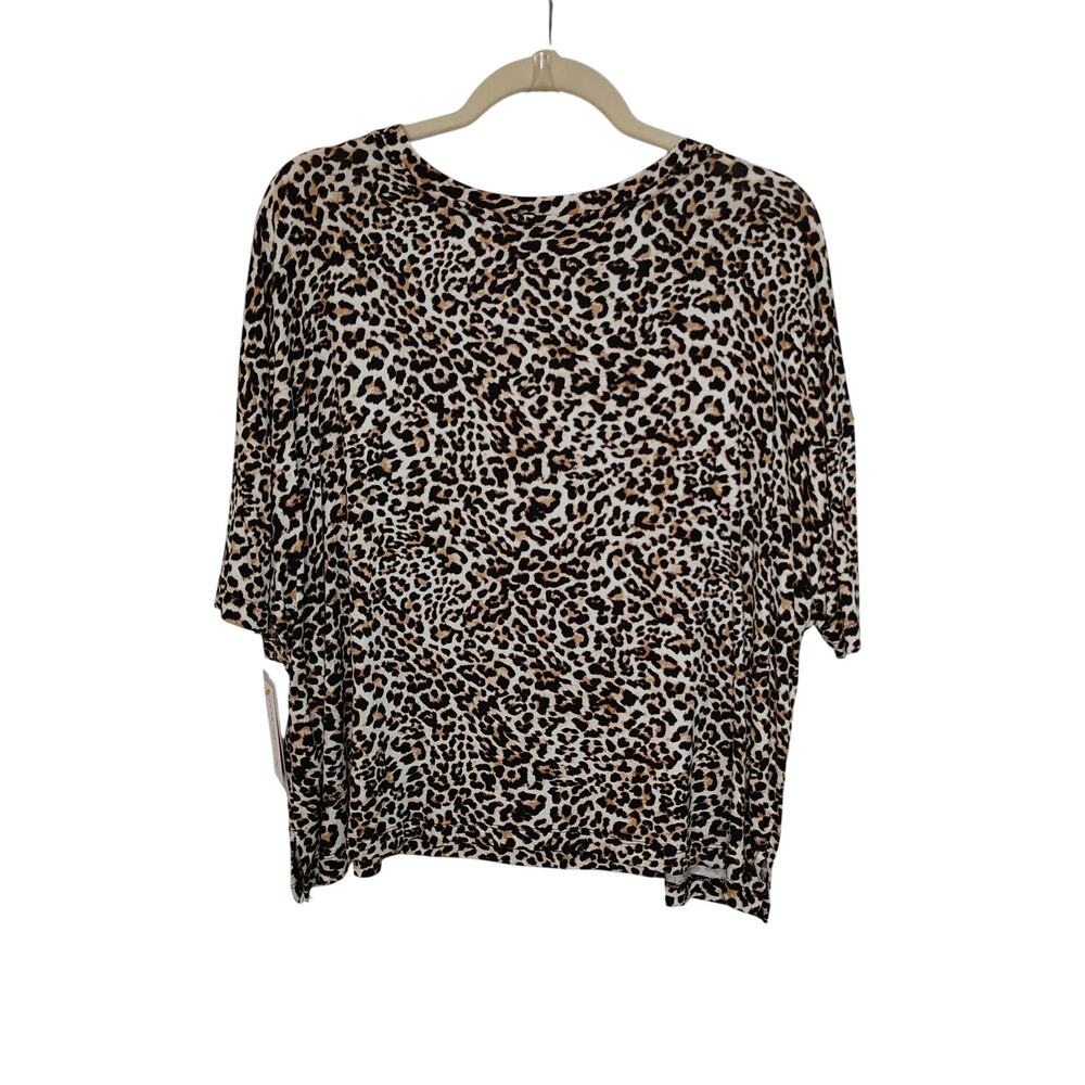 New Joyspun Womens XL Top Animal Leopard T Shirt Cropped Sleep Pajama - Picture 2 of 5
